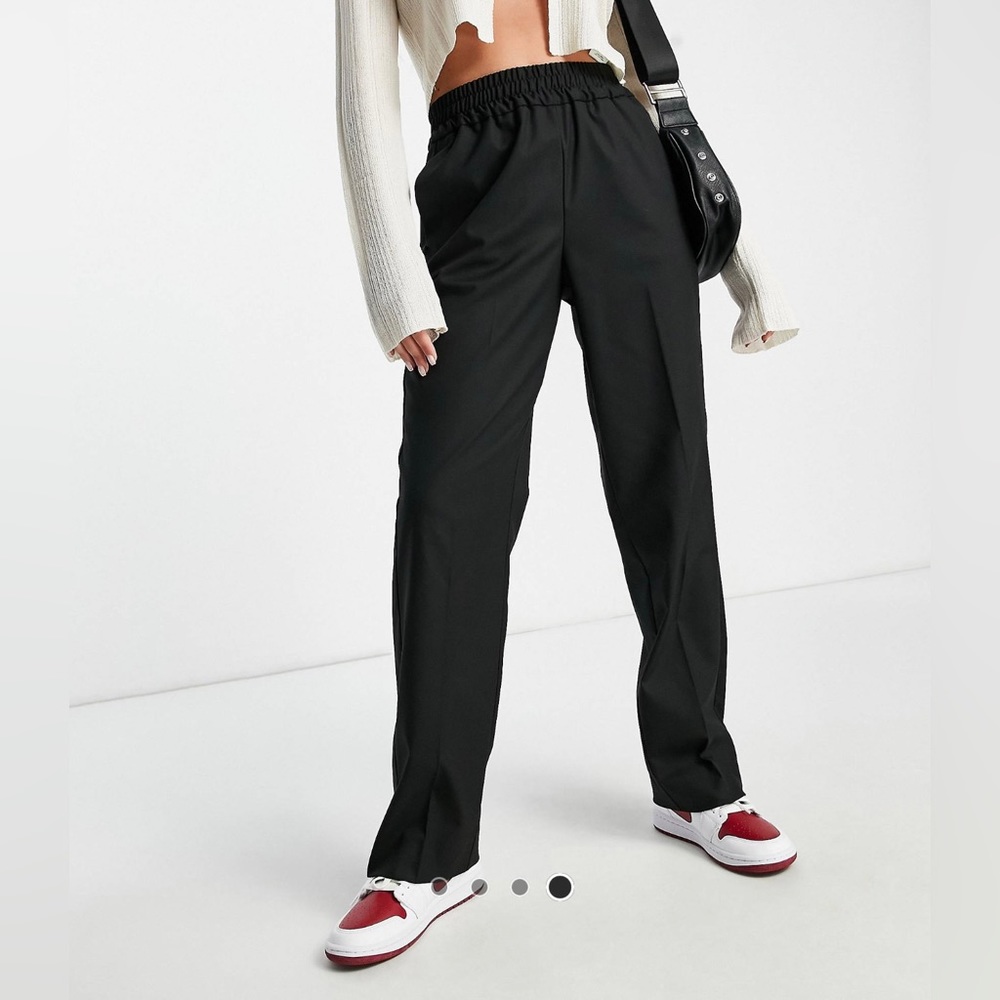 Selected Femme Elasticated waist pants in black
